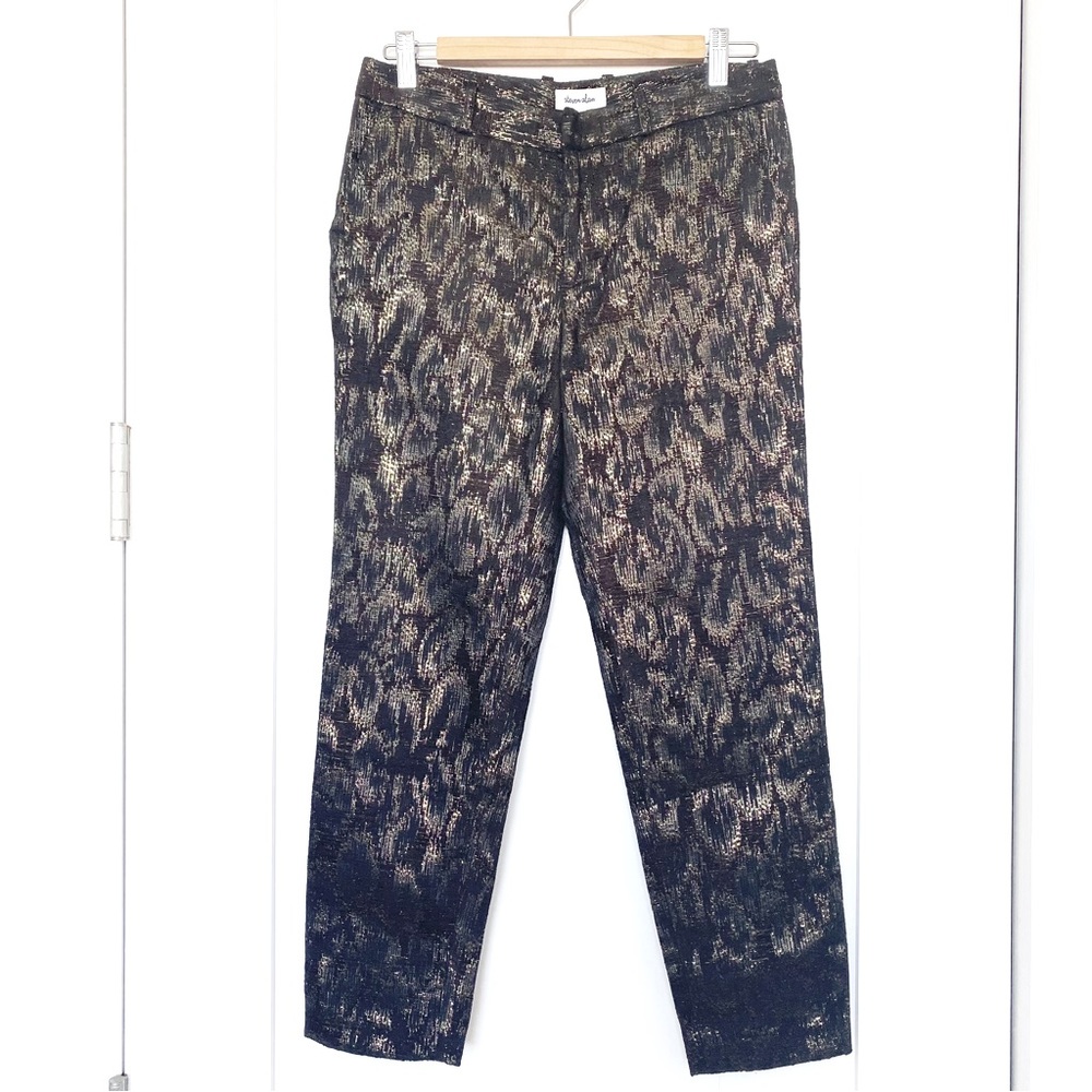 Steven Alan Brown Cropped Ankle Gold Stitch Tuxedo Pants Size 4